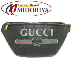 Gucci Web Line Waist Bag Body Logo Black Leather